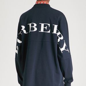 Burberry Full Back Logo Long Sleeve  Navy t shirt drop shoulder size Medium
